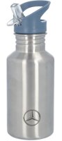 Mercedes-Benz Trinkflasche Kinder silber/ blau, Edelstahl/ Bambus/ Polypropylen