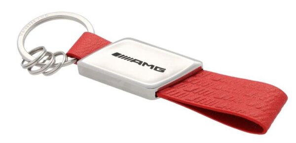 Mercedes-Benz AMG Schlüsselanhänger rot/silberfarben Edelstahl Apfelleder(vegan)