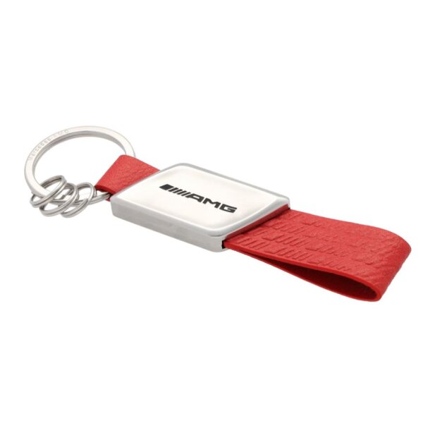 Mercedes-Benz AMG Schlüsselanhänger rot/silberfarben Edelstahl Apfelleder(vegan)