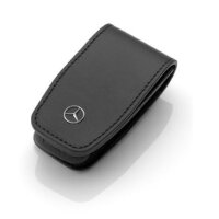 Mercedes-Benz schwarz, Rindleder / Edelstahl Schlüsseletui