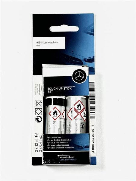 Mercedes Benz Lackstift Touch Up Stick Set 9191 kosmosschwarz met. A0009862350119191