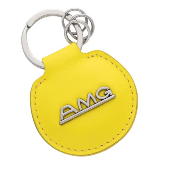 AMG Schlüsselanhänger Classic gelb silberfarben Rindleder Edelstahl B66959352