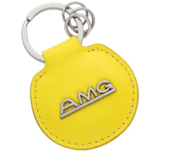 Mercedes-Benz AMG Schlüsselanhänger Classic gelb Rindleder Edelstahl