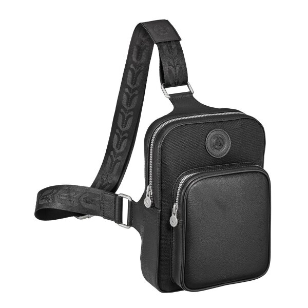 Mercedes-Benz Umhängetasche Classic Schwarz Leder Polyamid Polyester