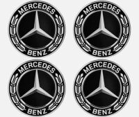 Mercedes-Benz 4x Radnabenabdeckung Lorbeerkranz Schwarz