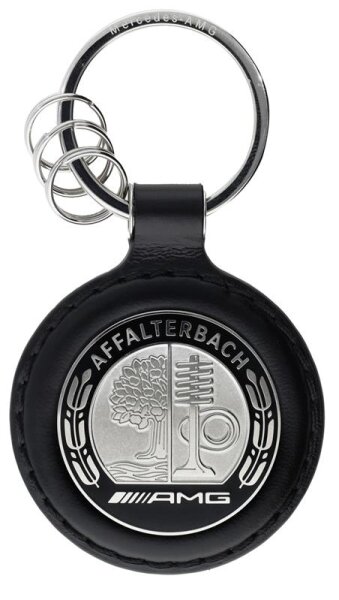 Mercedes-Benz AMG Schlüsselanhänger Affalterbach schwarz silber Edelstahl Leder