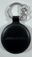 Mercedes-Benz AMG Schlüsselanhänger Affalterbach schwarz silber Edelstahl Leder