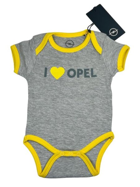 Opel Baby Body I Love OPEL Größe 50-56 Grau Gelb