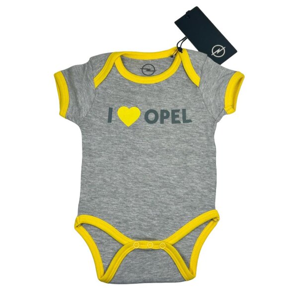 Original Opel Baby Body I Love OPEL Größe 50-56 Grau Gelb OC11383-50/56