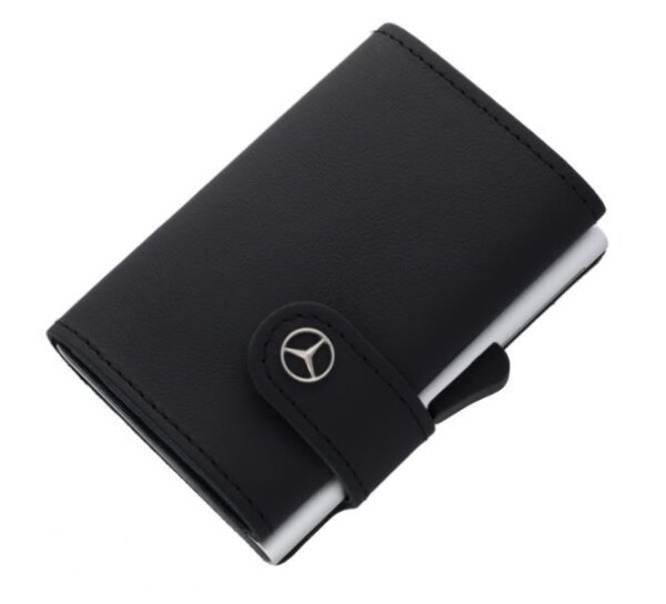 Mercedes-Benz Mini-Geldbörse schwarz, Rindleder