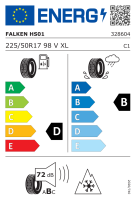 1x Winterreifen FALKEN HS01 EUROWINTER 225/50 R17 98V XL DOT 3221