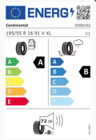 1x Sommerreifen Continental EcoContact 6 195/55 R16 91V XL EVc DOT 0923