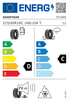 1x Allwetterreifen Goodyear Vector 4Seasons Cargo 215/65R16C 106/104T DOT1624