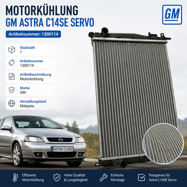 GM Opel Astra C14SE Motorkühlung Kühler Kühlrippen gelötet 525x 322mm 1300114