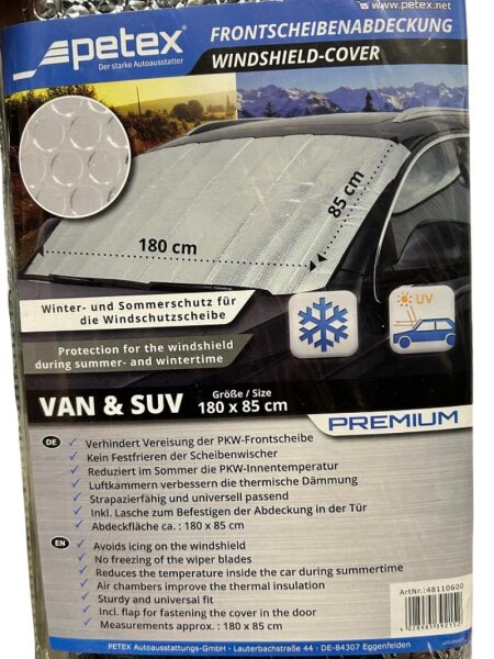 180cm x 85cm Van SUV Frontscheibenabdeckung Premium Petex  48110600