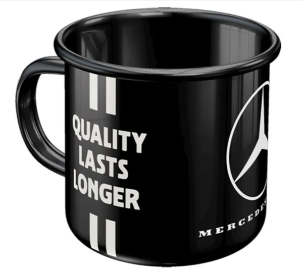 Emaille Tasse schwarz Truck Drivers only Mercedes-Benz MBTL0081