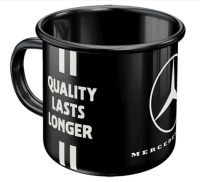 Emaille Tasse schwarz Truck Drivers only Mercedes-Benz...
