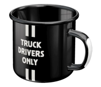 Emaille Tasse schwarz Truck Drivers only Mercedes-Benz MBTL0081