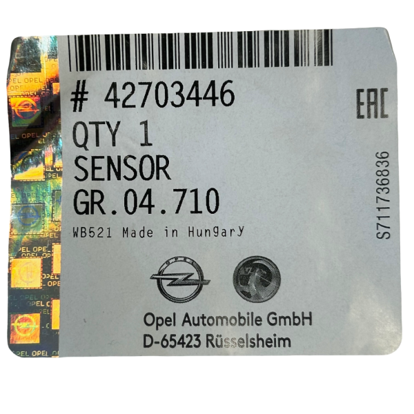 ABS Sensor Raddrehzahl Hinten Re/Li Opel Vauxhall 42703446