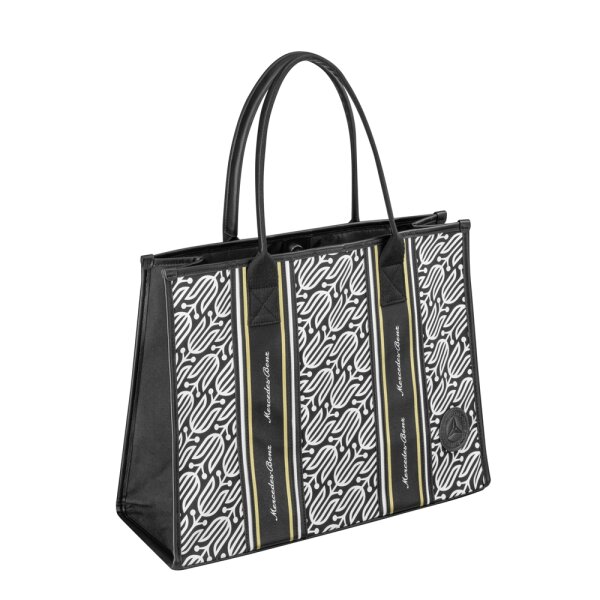 Mercedes-Benz Shopper schwarz / weiß / goldfarben, Baumwoll-Canvas B66041752