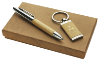 Mitsubishi Holz-Geschenkset Kugelschreiber mit Schlüsselanhänger MMD-S1755013