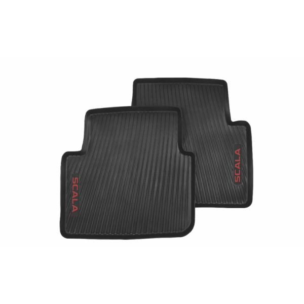 ŠKODA Gummifußmatten-Set, 2-teilig, hinten, mit roter Schrift