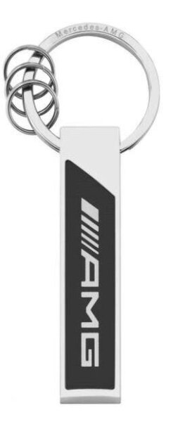 Mercedes-Benz AMG Schlüsselanhänger Logo silberfarben schwarzweiß Edelstahl